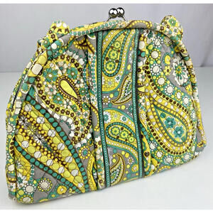 Vera Bradley Eloise Lemon Parfait Kiss Lock Shoulder Bag Satchel Quilted Retired